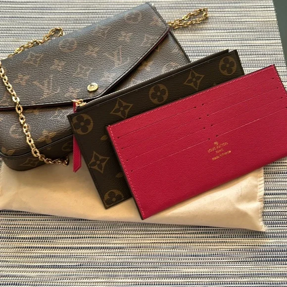 Louis Vuitton Brown Monogram Crossbody Bag with Gold Chain
